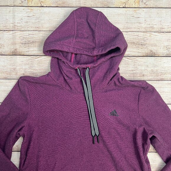 Adidas Women's Purple Pink Hoodie Medium Pullover Sweatshirt Athletic Workout - Picture 11 of 12